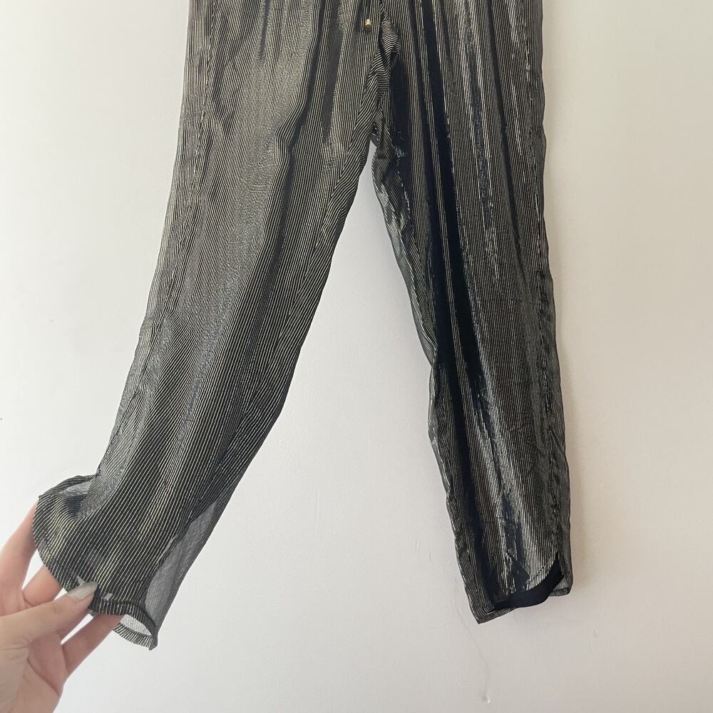 Metallic Wide Leg Pull On Pants Size 2 Disco Glam Party Palazzo Shimmer - Picture 5 of 8